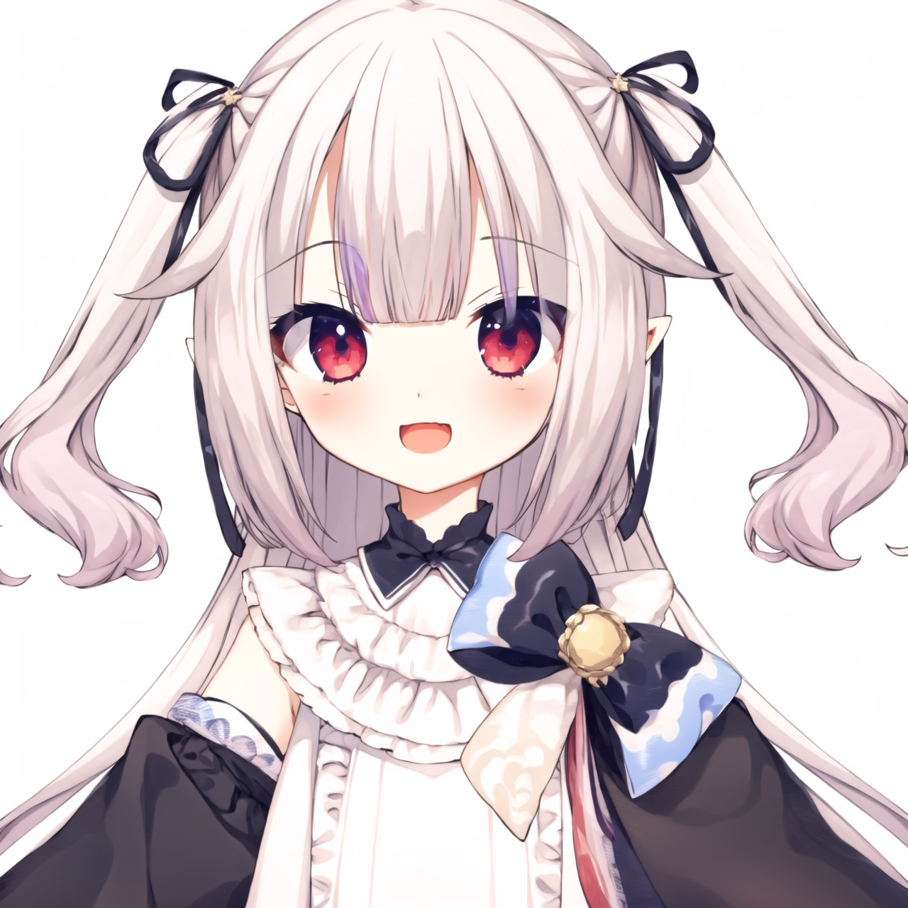 01043-2014085267-1girl,solo,virtual youtuber,red eyes,long hair,white background,pointy ears,smile,open mouth,simple background,looking at viewer.png